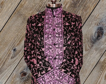 Kashmiri Art Long Coat with all over Embroidery