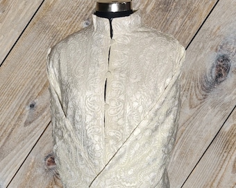 Kashmiri Jacket, Cream Embroidered Coat, Kashmiri Indian Spring Coat, Floral Paisley Jacket, Unisex Coat, Traditional Wedding Jacket, Ethnic