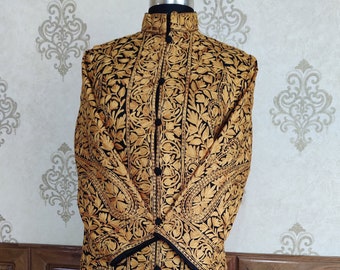 Long Kashmiri Jacket, Kashmiri Coat, Embroidered Coat, Paisley Jacket, Aari Embroidery Jacket, Indian Wedding Jacket, Long Coat, Ethnic