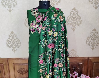 Kaszmirski garnitur z haftem ręcznym, czysty jedwabny garnitur salwar, letni indyjski garnitur kaszmirski, salwar kameez, indyjski garnitur kaszmirski, tradycyjny