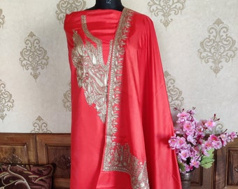 Pure Silk Kashmiri Suit With Tilla Embroidery, Embroidered Salwar Suit ,Designer Salwar Suits , Party Wear Salwar Suits
