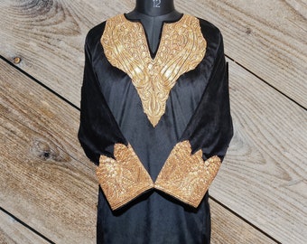 Kashmiri Phiran, Indian Ethnic Wear, Embroidered Kurta, Indo Western Dress, Kashmiri Embroidery Dress, Velvet Phiran Luxury Dress,Boho Dress