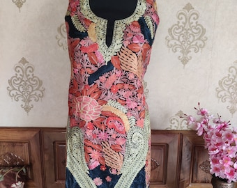 Kashmiri Suit With Paisley Embroidery, Indian Kashmiri Suit, Traditional Kashmiri Suit, Bohemian Kashmiri Suit, Embroidered Kashmiri,Sharara