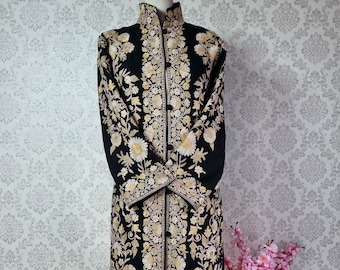 Long Kashmiri Embroidery Woolen Jacket, Floral Embroidery, Customizable Coat, Kashmiri Floral Jacket, Traditional Jacket, Ethnic Indian Wear