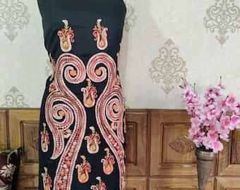 kashmiri silk dress material Kashmiri Suit With Paisley Embroidery ,Ethnic Traditional Dress , Premium Kashmiri Suit ,Embroidered Indian Suit