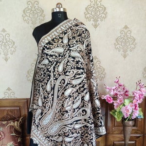 Pure Pashmina Kashmiri Tilla Luxurious Shawl, Pure Cashmere Shawl With Kashmiri Embroidery, Detailed Embroidery Jama Pashmina Shawl