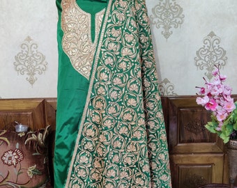 Pure Silk Kashmiri Suit With Heavy Tilla Embroidery On Dupatta , Embroidered Salwar Suit ,Designer Salwar Suits , Party Wear Salwar Suits