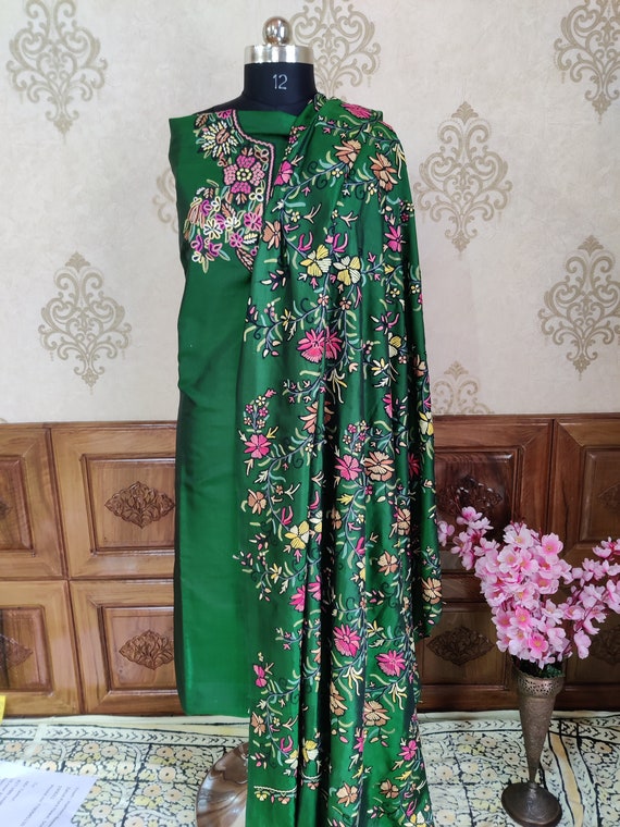Kashmiri Suit With Hand Embroidery, Pure Silk Salwar Suit, Summer Kashmiri Indian Suit, Salwar Kameez, Indian Suit Kashmiri, Traditional