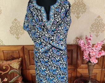 Kashmiri Kurta, Kashmiri Pheran, Woolen Kashmiri Kurta, Kashmiri Clothes, Floral Embroidery Pheran, Kashmiri Gown, Chickenkari Kurta