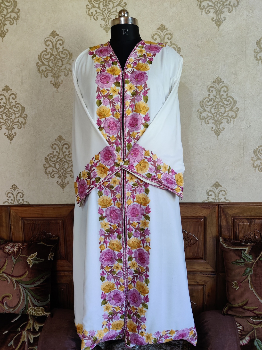 Kashmiri Robe, Embroidery Kimono Robe, Traditional Indian Bridal Kimono ...
