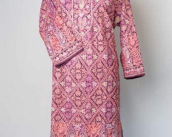 Blush Bloom Heavily Embroidered Kashmiri Pheran
