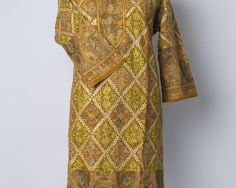 Golden Harvest Kashmiri Pheran med Aari-broderi