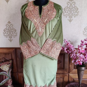 Kashmiri Velvet Phiran With Tilla Embroidery, Kashmiri Dress, Kashmiri Embroidery, Indian Ethnic Wear, Women Kurta, Embroidered Velvet Wear