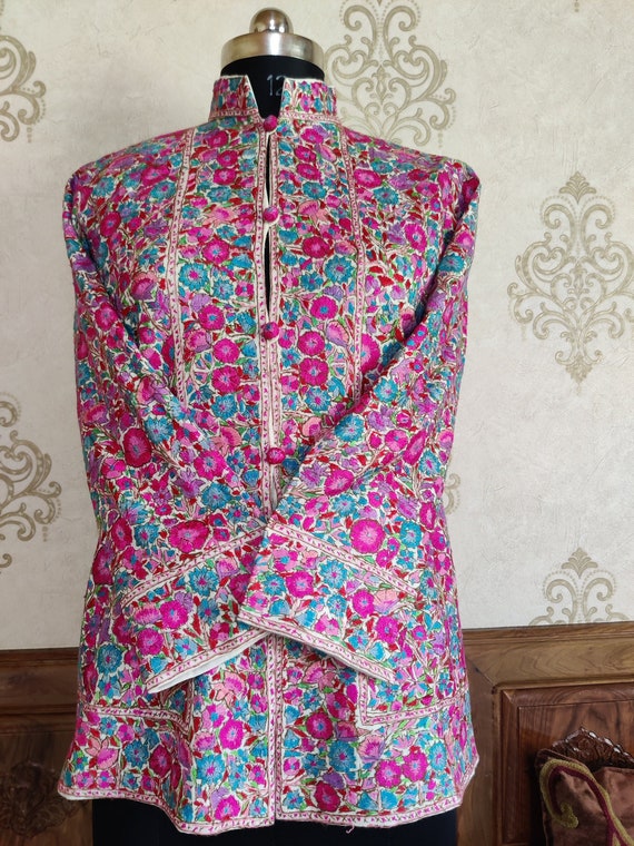Kashmiri Jacket Hand Embroidery Jacket Boho Coat Floral - Etsy