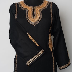 Ebony Elegance Kashmiri Pheran with Tilla Embroidery