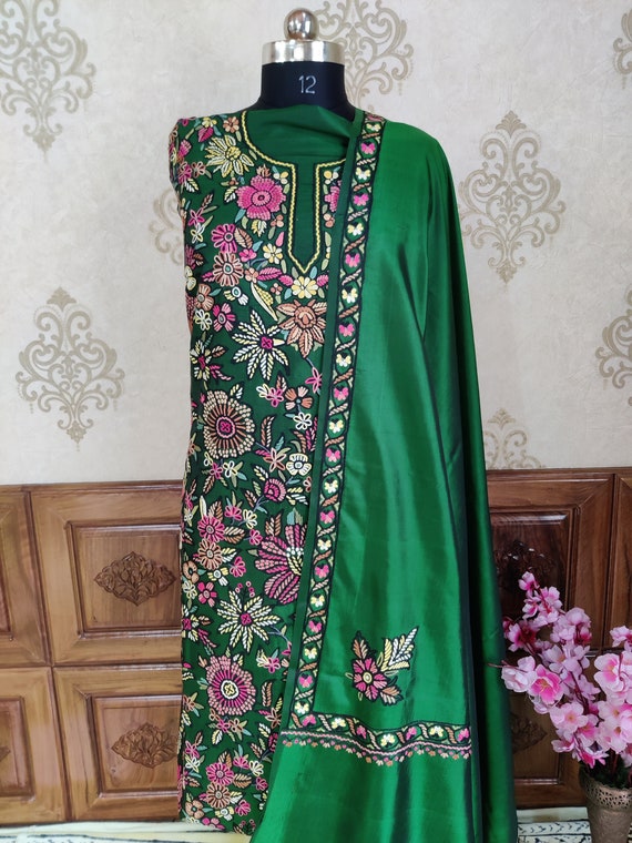 Aari Work Fused With Hand Pearl Work Kashmiri Suit, Women Outfit, Indian  Ethnic Wear, Georgette Salwar Suit, Designer Suit, Party Wear - Etsy