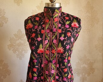 Indian Kashmiri Jacket, Nehru Jacket, Embroidered Spring Jacket, Floral Coat, Traditional Jacket, Ethnic Jacket, Western Coat, Unisex Jacket