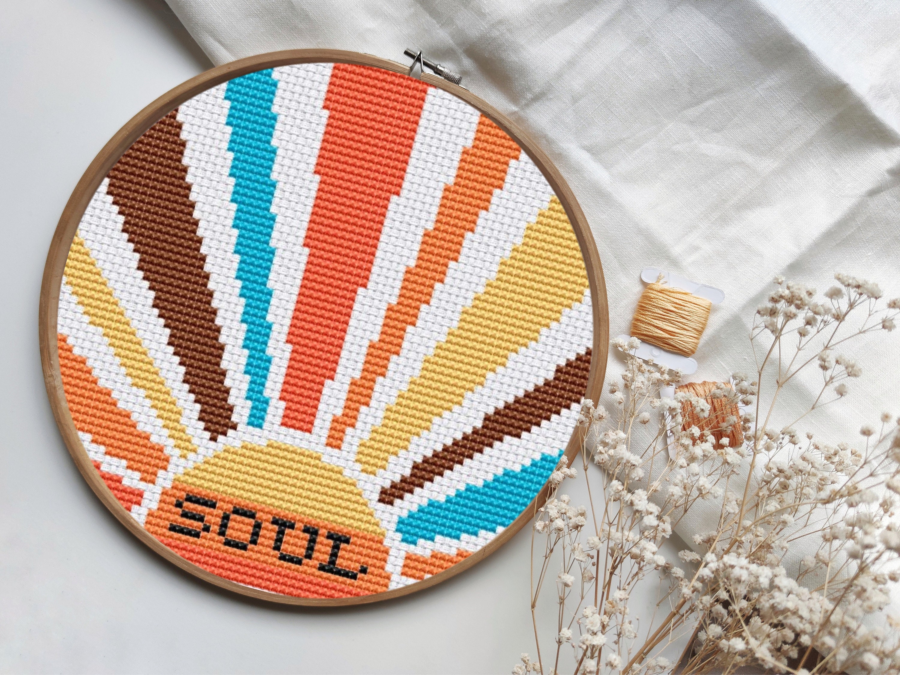 Vintage cross stitch pattern 70s style Retro cross stitch Etsy