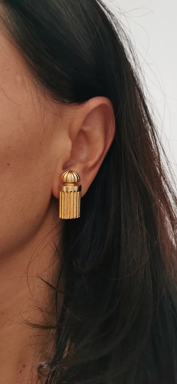 BALENCIAGA Vintage Earrings  Clips  Gold Metal 80… - image 4