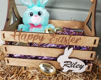 Kids Easter box wooden Easter basket Easter décor rustic Easter keepsake