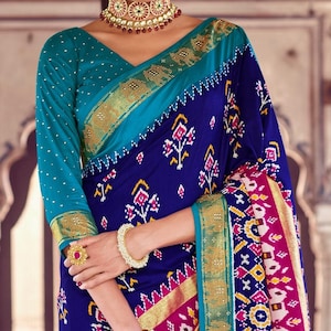 Beautiful Patola Silk Pure Saree wedding Saree party wear Saree with ready blouse