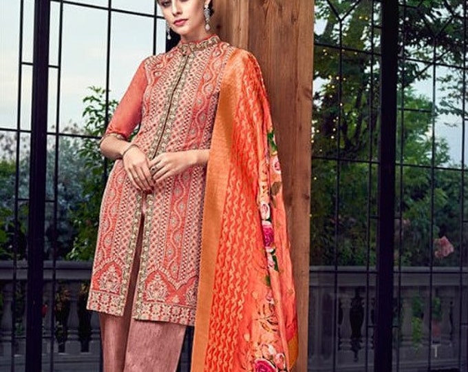 Prinsi's  Off Waite Lakhnavi Work Designer Anarkali Suit main image 1