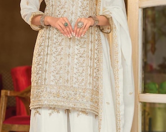 White Dress,Palazzo Suit, Indian,Pakistani Salwar Suit,Readymade Salwar Suit,Indian Outfits,Punjabi Suit,EID Dress,Salwar Kameez Partywear