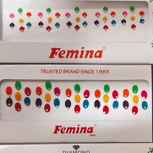 Buy 1 Set Get 1 Set Free Set of 3 Multicolor Bindi 100 plus Bindis Round Bindi Face jewels Bollywood bindis Self adhesive stickers
