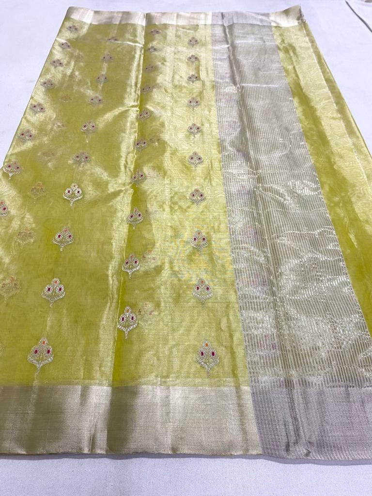 Yellow Chanderi Sareepure Silk Saree Sareewedding Wear - Etsy