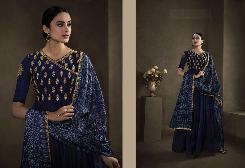 Blue Color Anarkali Suit Gown Party Wear Collection Pakistani Style Dress Indian Dresses