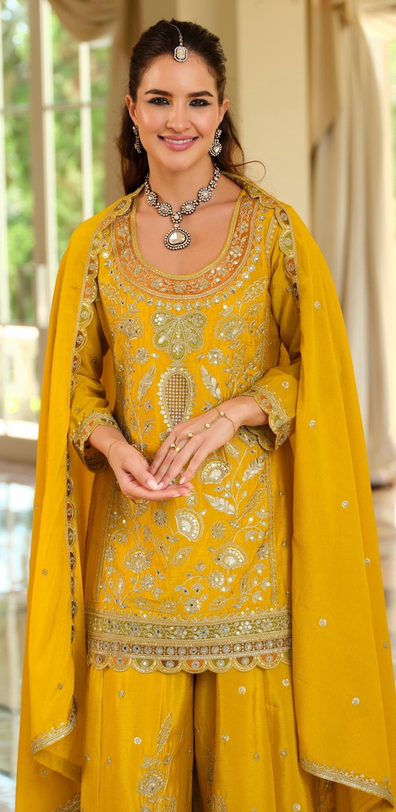 haldi fashion dress Captivating Yellow Designer Ready To Wear Haldi Gown – Ragthm main image 1