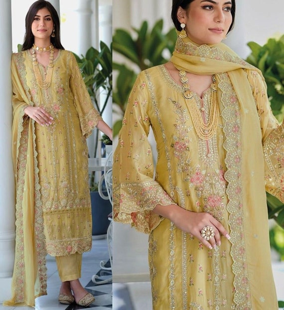Yellow Art Silk Zari Embroidery Anarkali Dress | Best Ethnic Wear Store  2022 – Gunj Fashion