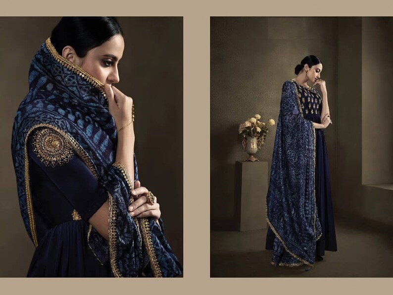 Blue Color Anarkali Suit Gown Party Wear Collection Pakistani Style Dress Indian Dresses