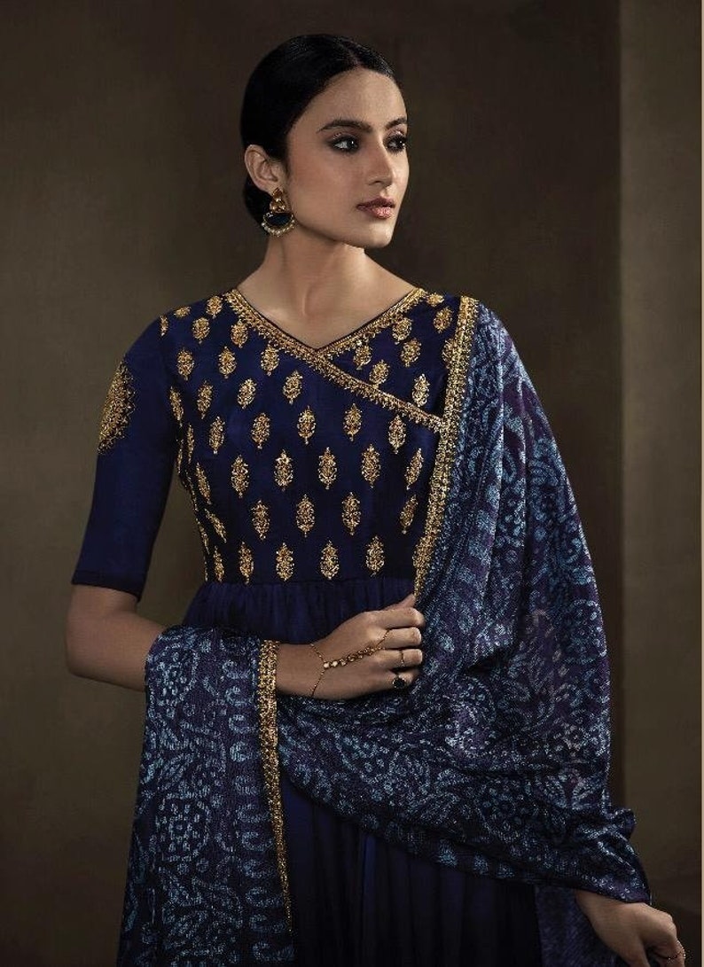 Blue Color Anarkali Suit Gown Party Wear Collection Pakistani Style Dress Indian Dresses