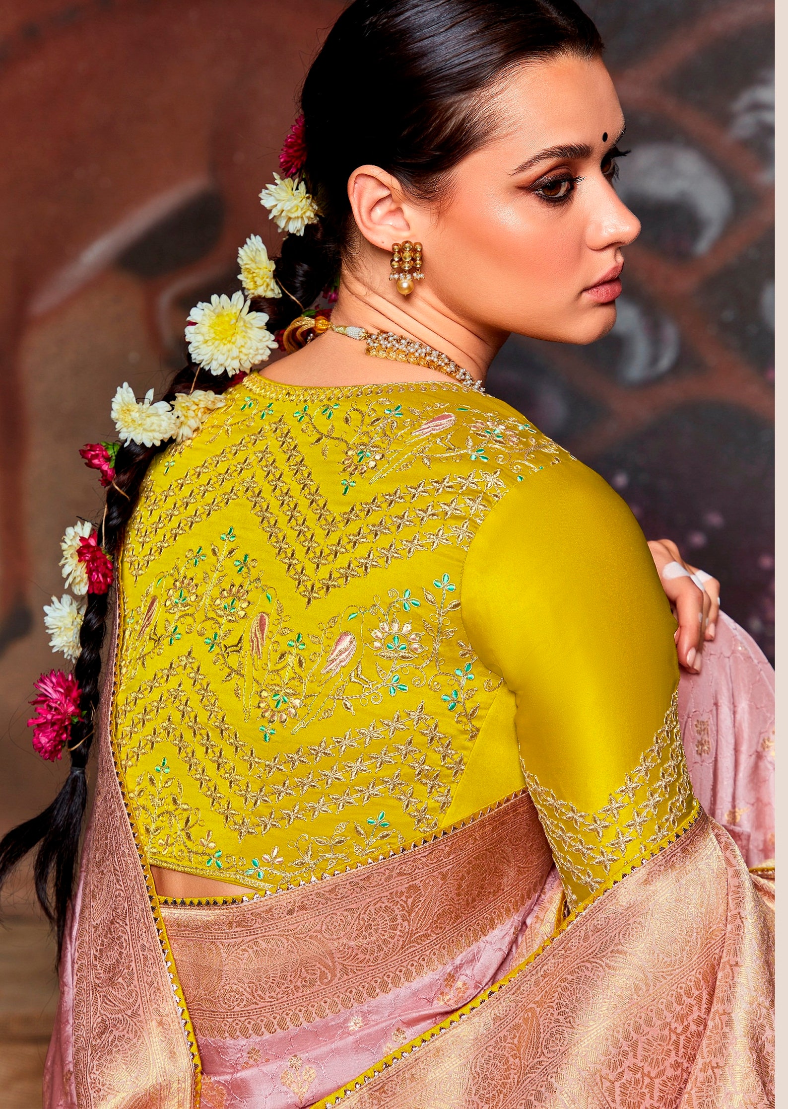 Peacock Design Sabyasachi Pink Designer Silk Heavy Saree for Bride With ...