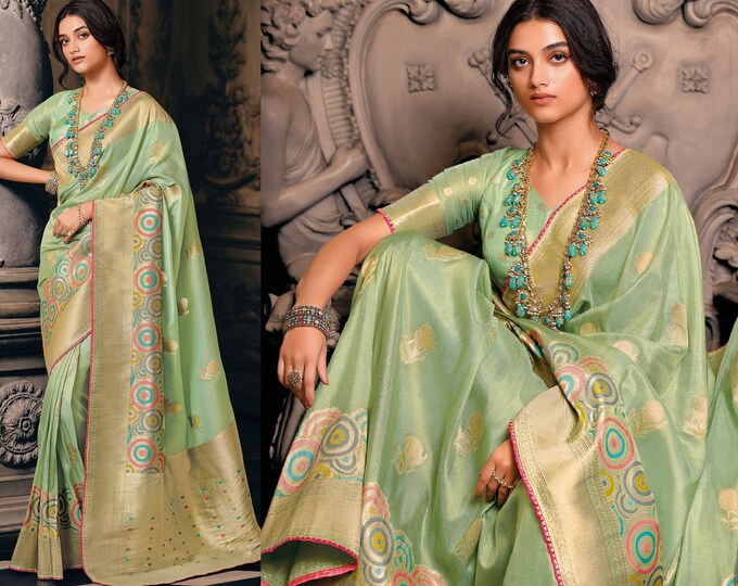 Pista Crisp Shade Handloom Saree main image 0