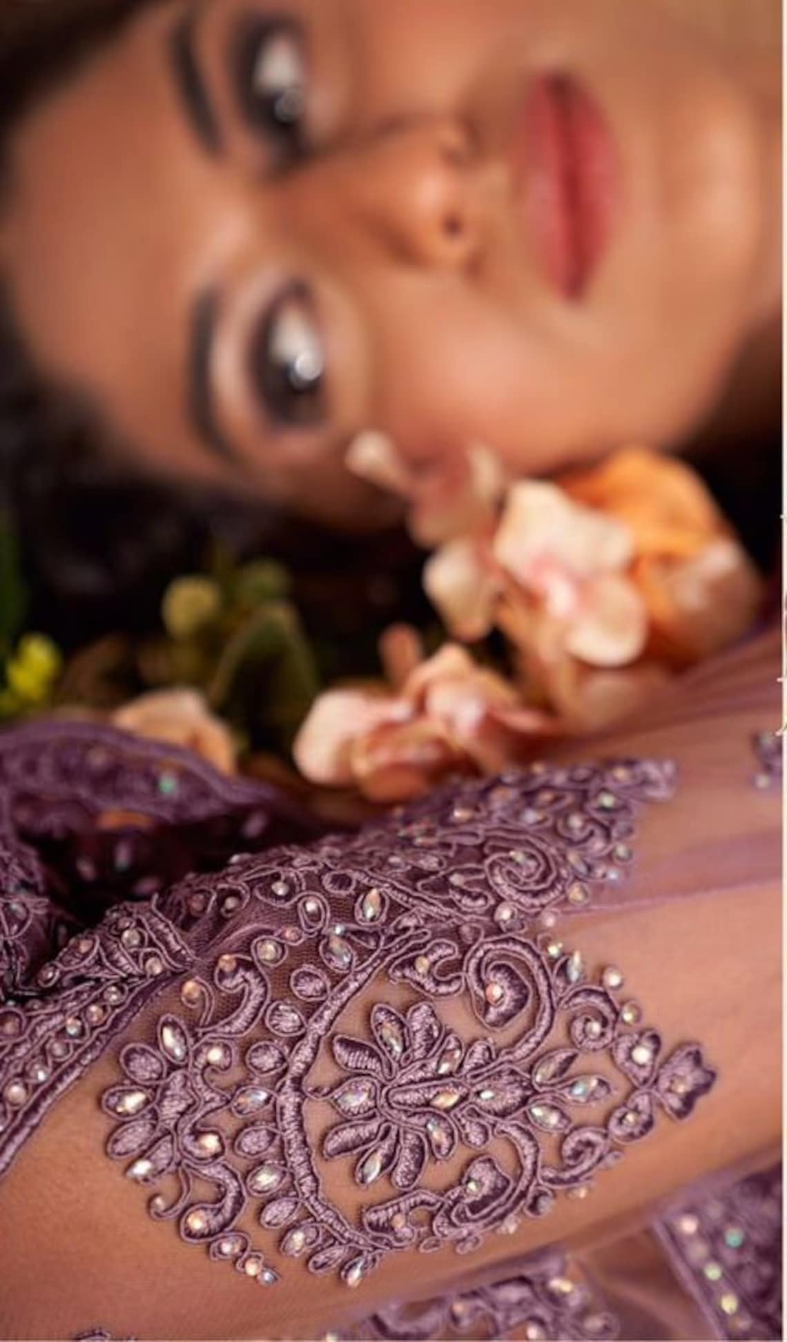Lavender Laligurs printed Dhaka Choli main image 0
