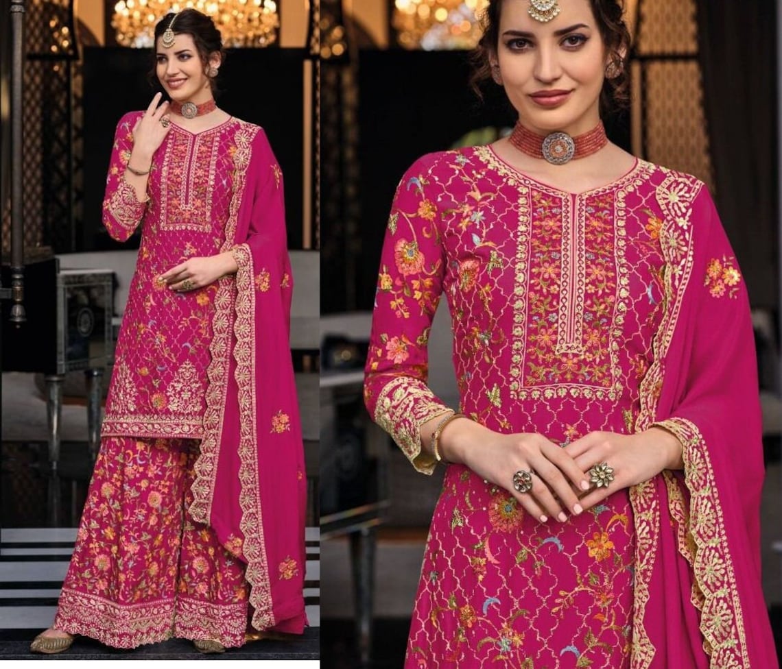 Pink Pakistani Indian Wedding Party Wear Designer Salwar Kameez Suits ...