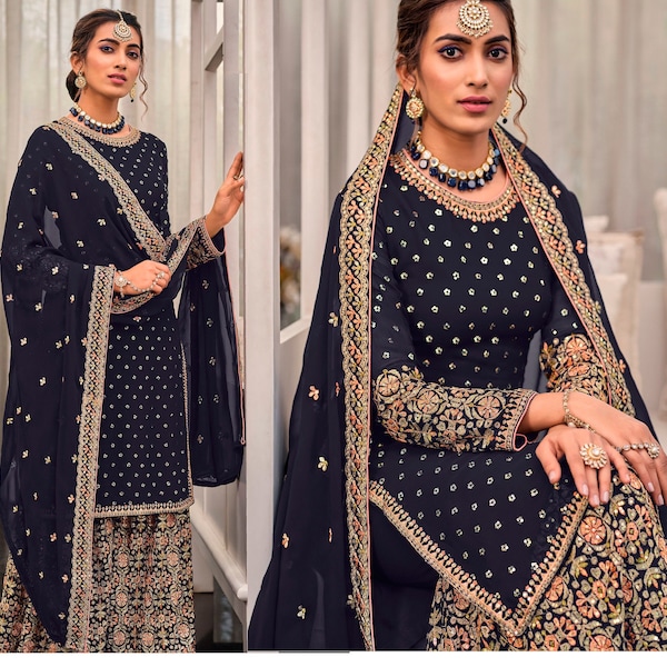 Navy Blue Indian Pakistani Wedding Dresses, Indian dress Collection 2022, Latest Style Salwar Kameez, Made to Order