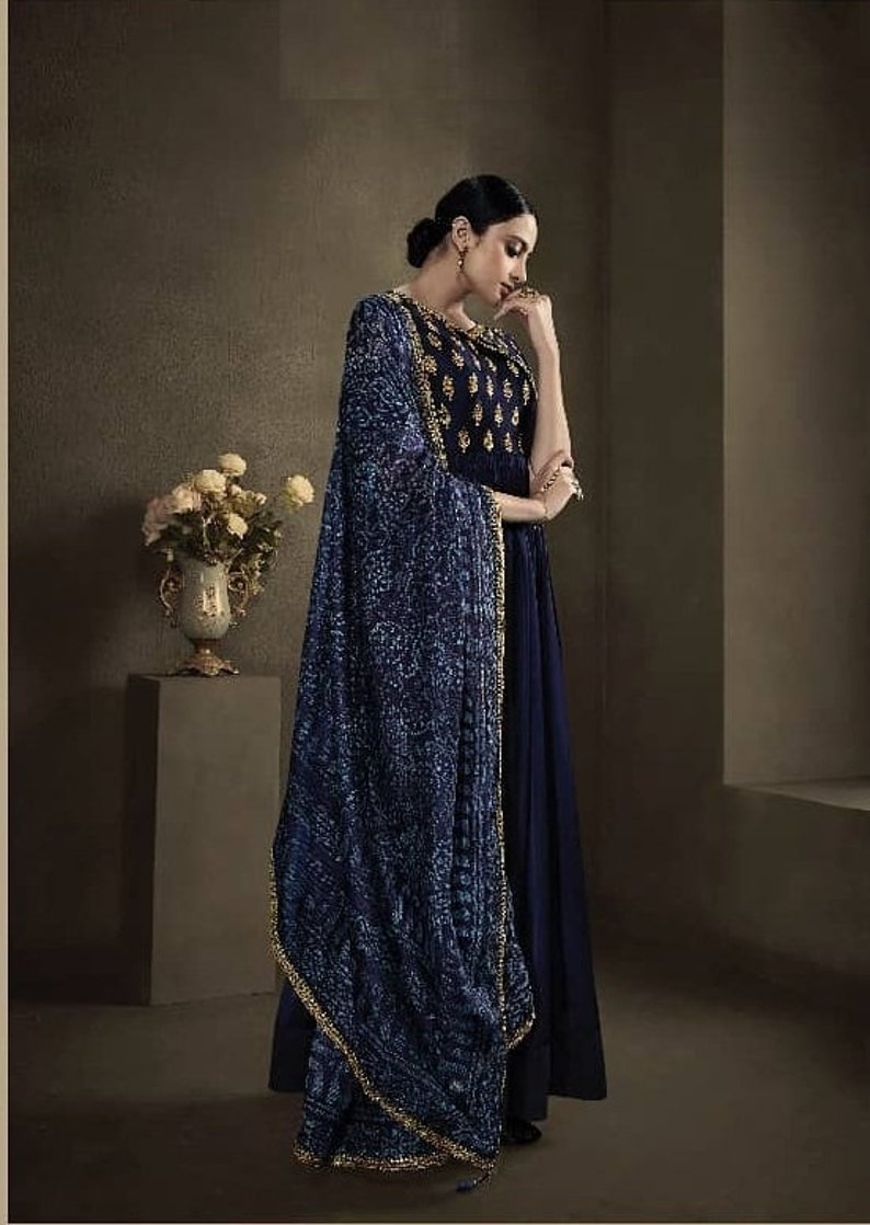 Blue Color Anarkali Suit Gown Party Wear Collection Pakistani Style Dress Indian Dresses