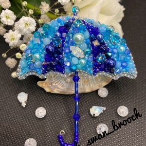 Embroidered Umbrella Brooch, Handmade Accessories, Embroidered