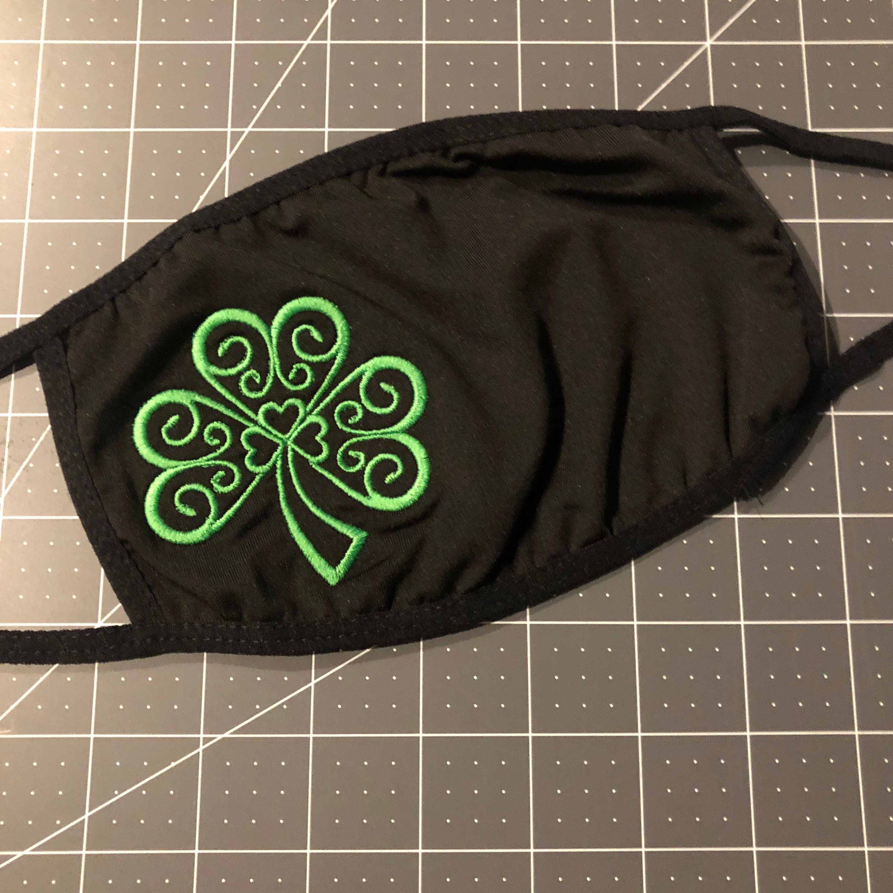 Celtic Shamrockt Face Mask Embroidered Face Mask Black or Etsy