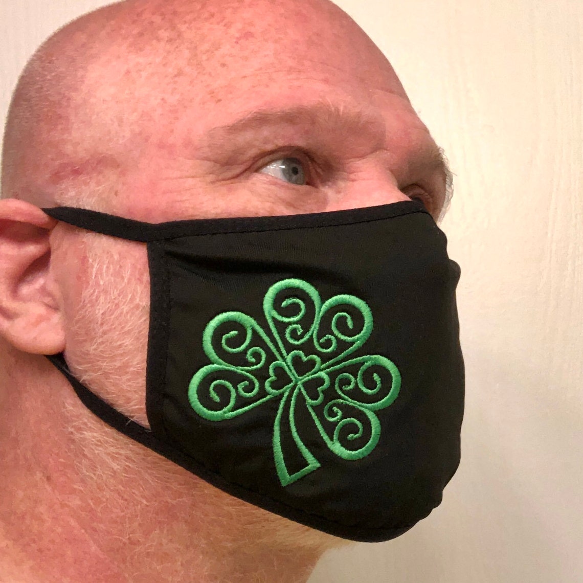 Celtic Shamrockt Face Mask Embroidered Face Mask Black or Etsy