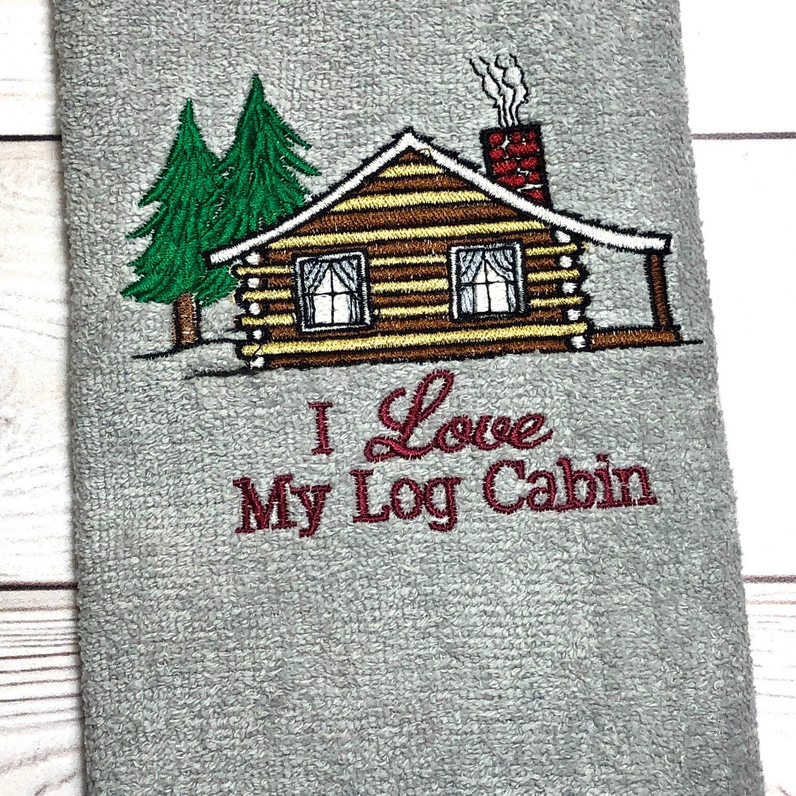 Embroidered Log Cabin Hand Towel Guest Towel Fitness Towel Etsy