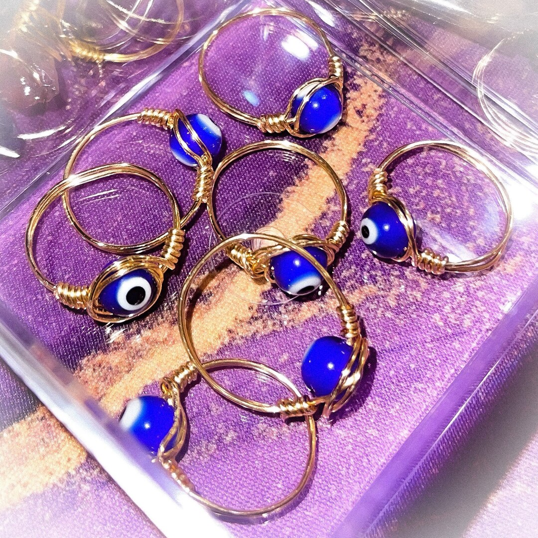 Evil Eye Ring / Tarnish Resistant Jewelry / Blue Evil Eye / Glass Bead