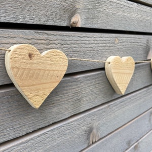 Pennant chain HEART garland made of wood, unique, handmade, winter time, star-shaped, wedding