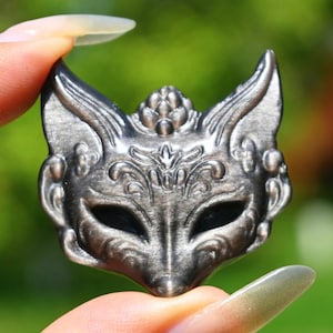 1.5&#39;&#39; Natural Slive obsidian Fox carving，Quartz Crystal fox，Fox figurine，Fox pendant，Home decor，Crystal gift，Crystal ornament，Reiki Healing