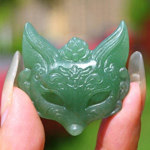 1.5&#39;&#39; Natural Aventurine Fox carving，Quartz Crystal fox，Fox figurine，Fox pendant，Home decor，Crystal gift，Crystal ornament，Reiki Healing