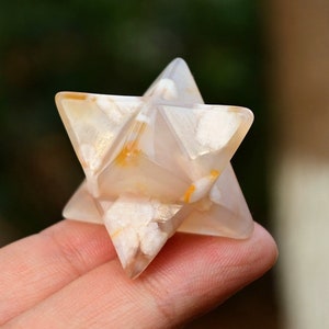 1&#39;&#39; Natural Sakura agate Merkaba，Crystal Merkaba，Crystal Geometry，Concentration memory energetic，Crystal Energy，Crystal gift，Reiki Merkaba