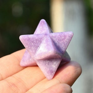 1&#39;&#39; Natural Lepidolite Merkaba，Crystal Merkaba，Crystal Geometry，Concentration memory energetic，Crystal Energy，Crystal gift，Reiki Merkaba